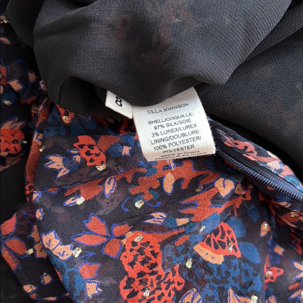Ulla Johnson Floral Long Sleeve Dress - Navy and Red - Picture 8 of 8